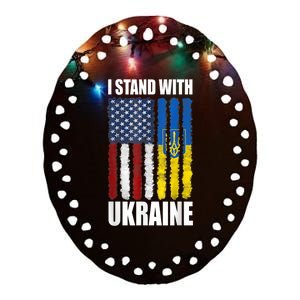 I Stand With Ukraine American Ukrainian Flag Gift Ceramic Oval Ornament