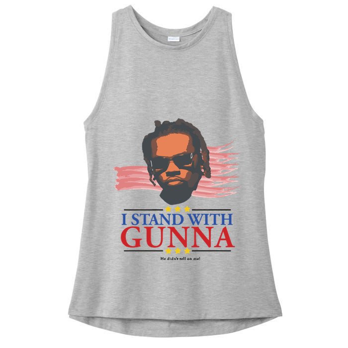 I Stand With Gunna He Didn’t Tell On Me Ladies PosiCharge Tri-Blend Wicking Tank
