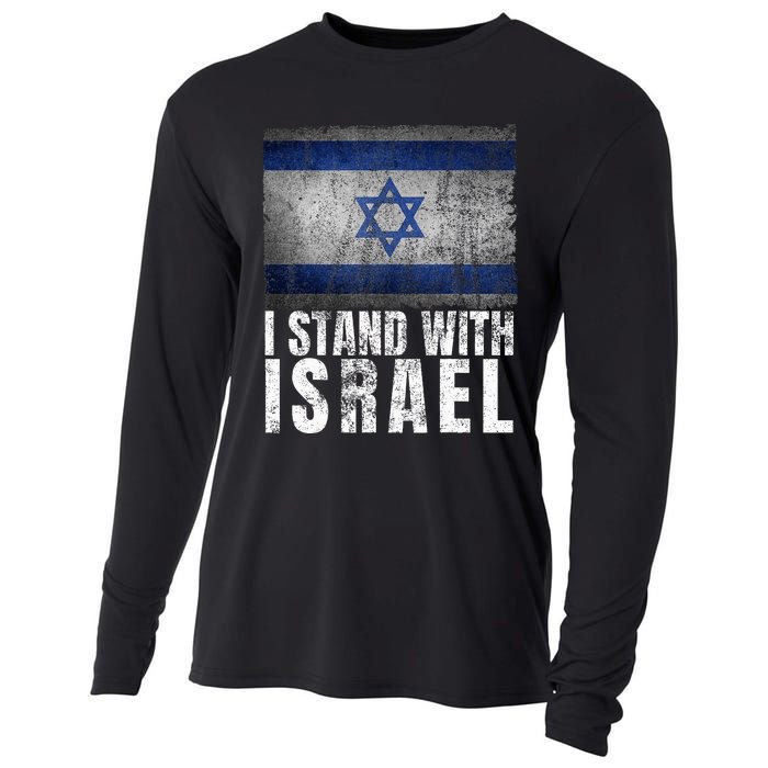 I Stand With Israel Jewish Gifts Heritage Israeli Flag Cooling Performance Long Sleeve Crew