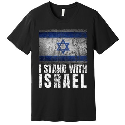 I Stand With Israel Jewish Gifts Heritage Israeli Flag Premium T-Shirt