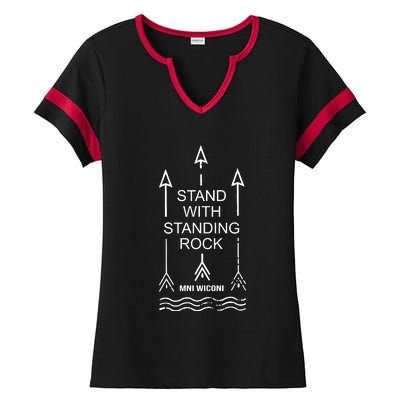 I Stand With Standing Rock Ladies Halftime Notch Neck Tee