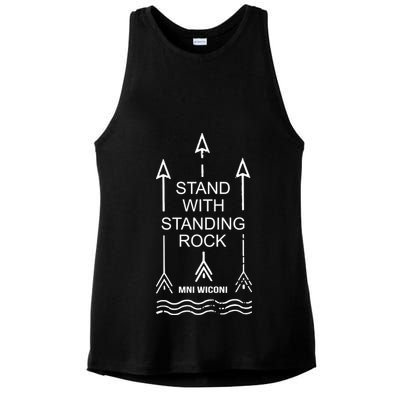 I Stand With Standing Rock Ladies PosiCharge Tri-Blend Wicking Tank