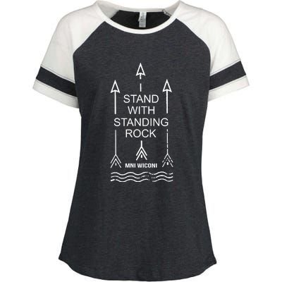 I Stand With Standing Rock Enza Ladies Jersey Colorblock Tee