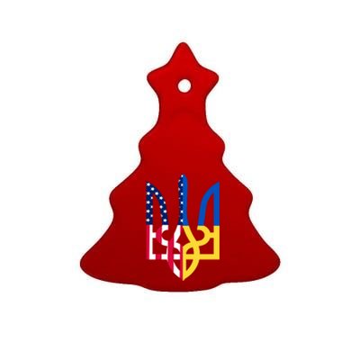 I Stand With Ukraine Flag Emblem I Stand For Ukraine Usaflag Gift Ceramic Tree Ornament