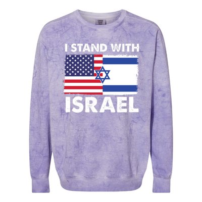 I Stand With Israel Usa Flag Colorblast Crewneck Sweatshirt