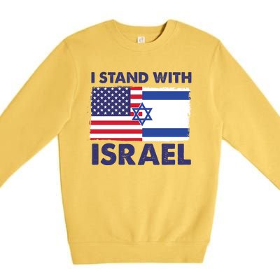 I Stand With Israel Usa Flag Premium Crewneck Sweatshirt