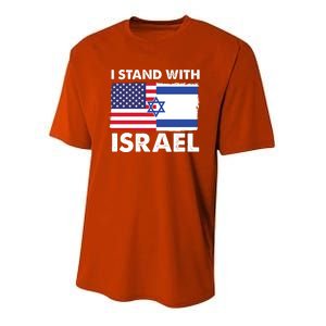 I Stand With Israel Usa Flag Youth Performance Sprint T-Shirt