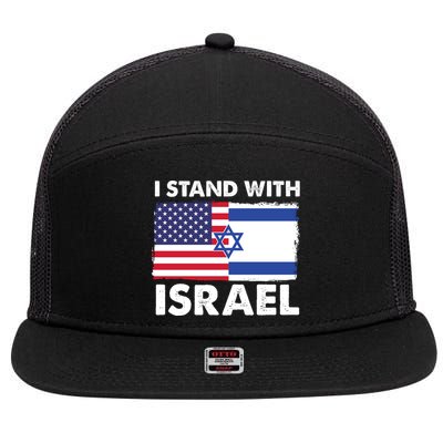 I Stand With Israel Usa Flag 7 Panel Mesh Trucker Snapback Hat