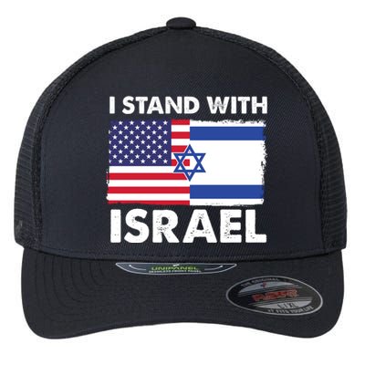 I Stand With Israel Usa Flag Flexfit Unipanel Trucker Cap