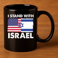 I Stand With Israel Usa Flag 11oz C Handle Ceramic Mug