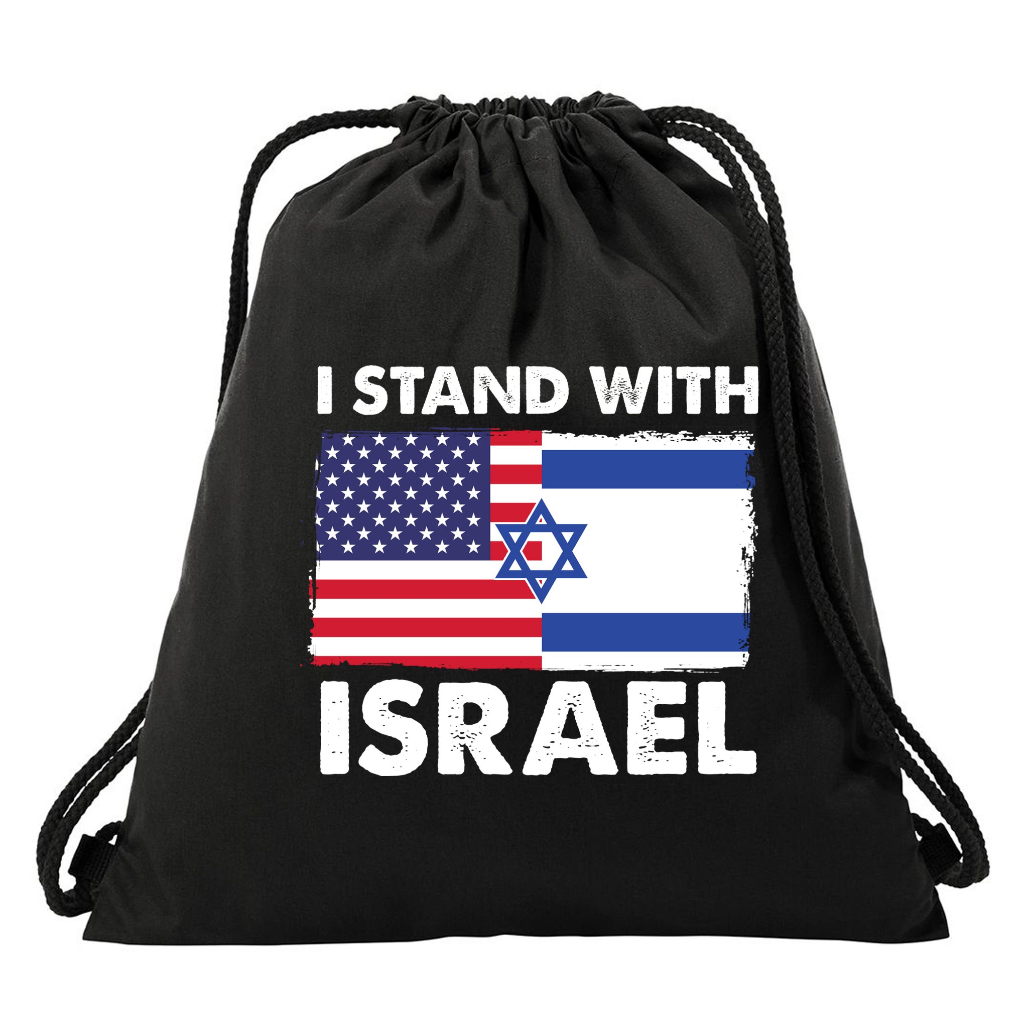I Stand With Israel Usa Flag Drawstring Bag