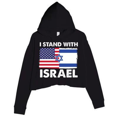I Stand With Israel Usa Flag Crop Fleece Hoodie