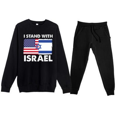 I Stand With Israel Usa Flag Premium Crewneck Sweatsuit Set