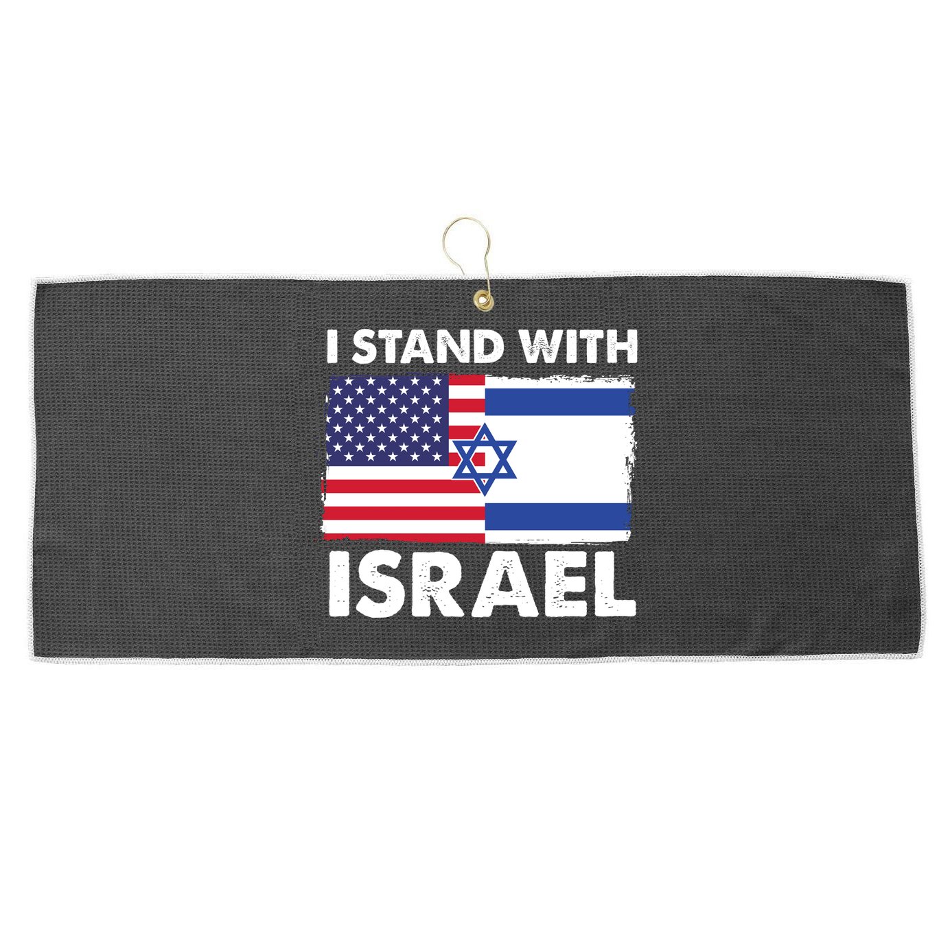I Stand With Israel Usa Flag Large Microfiber Waffle Golf Towel