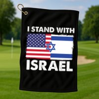 I Stand With Israel Usa Flag Golf Towel
