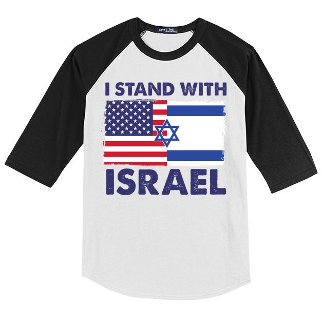 I Stand With Israel Usa Flag Kids Colorblock Raglan Jersey