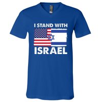 I Stand With Israel Usa Flag V-Neck T-Shirt