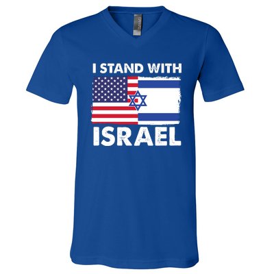 I Stand With Israel Usa Flag V-Neck T-Shirt