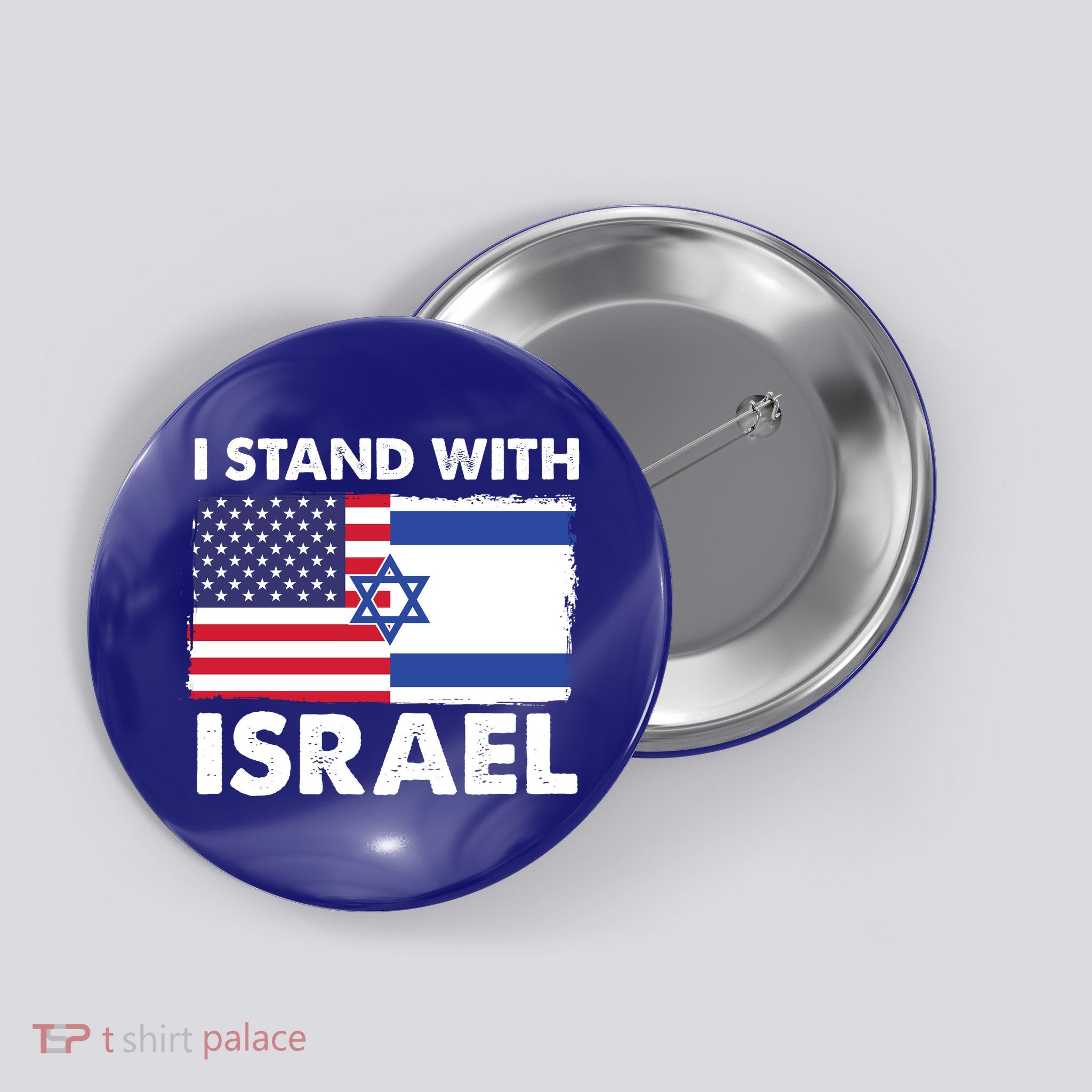 I Stand With Israel Usa Flag Button