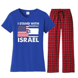 I Stand With Israel Usa Flag Women's Flannel Pajama Set