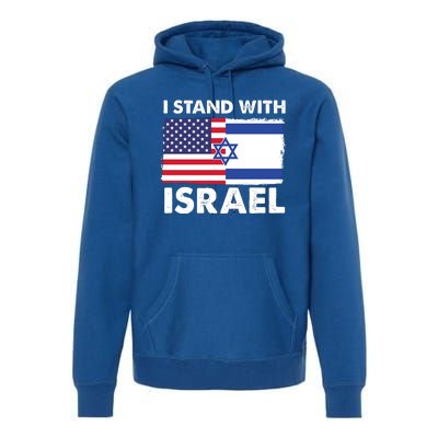 I Stand With Israel Usa Flag Premium Hoodie