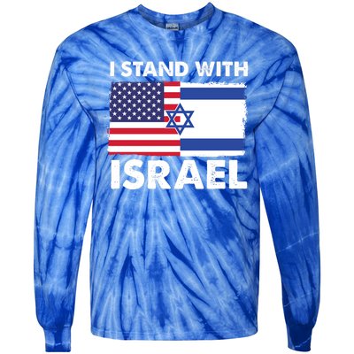 I Stand With Israel Usa Flag Tie-Dye Long Sleeve Shirt