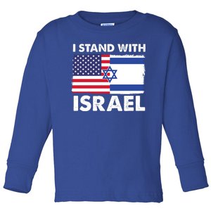 I Stand With Israel Usa Flag Toddler Long Sleeve Shirt