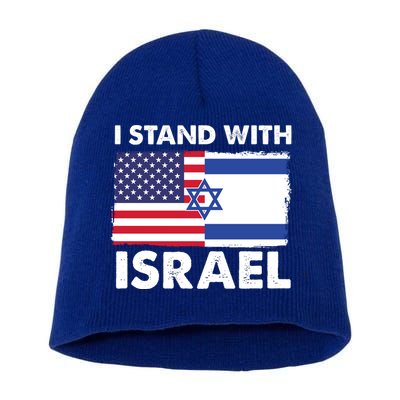 I Stand With Israel Usa Flag Short Acrylic Beanie