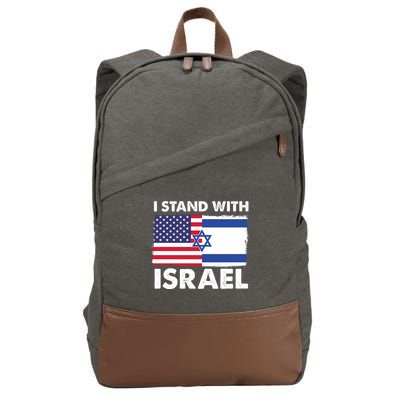 I Stand With Israel Usa Flag Cotton Canvas Backpack