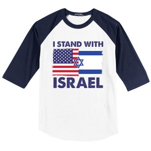 I Stand With Israel Usa Flag Baseball Sleeve Shirt