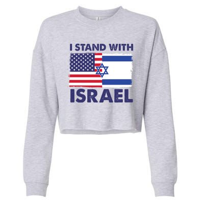 I Stand With Israel Usa Flag Cropped Pullover Crew