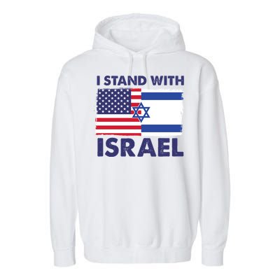 I Stand With Israel Usa Flag Garment-Dyed Fleece Hoodie