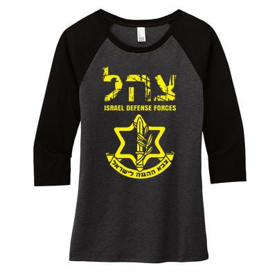 I Stand With Israel Idf Israeli Defense Force Tzahal Jewish Women's Tri-Blend 3/4-Sleeve Raglan Shirt