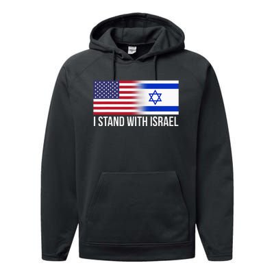 I Stand With Israel Usa Israeli Flag Jewish Performance Fleece Hoodie