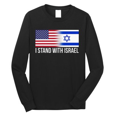 I Stand With Israel Usa Israeli Flag Jewish Long Sleeve Shirt