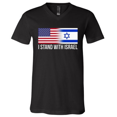 I Stand With Israel Usa Israeli Flag Jewish V-Neck T-Shirt