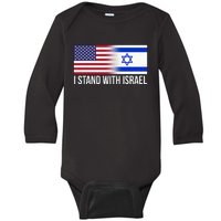 I Stand With Israel Usa Israeli Flag Jewish Baby Long Sleeve Bodysuit