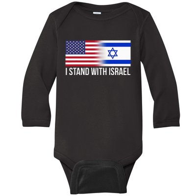 I Stand With Israel Usa Israeli Flag Jewish Baby Long Sleeve Bodysuit