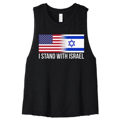 I Stand With Israel Usa Israeli Flag Jewish Women's Racerback Cropped Tank