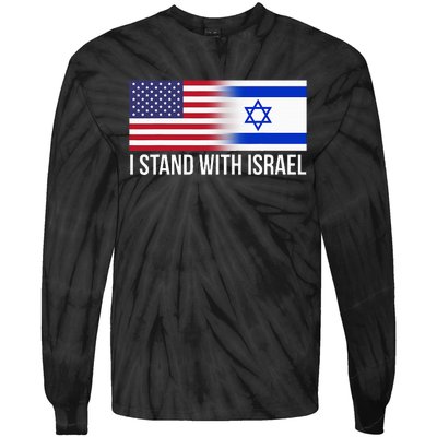 I Stand With Israel Usa Israeli Flag Jewish Tie-Dye Long Sleeve Shirt