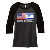 I Stand With Israel Usa Israeli Flag Jewish Women's Tri-Blend 3/4-Sleeve Raglan Shirt