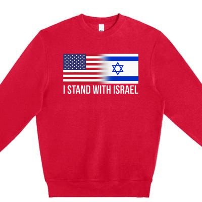 I Stand With Israel Usa Israeli Flag Jewish Premium Crewneck Sweatshirt