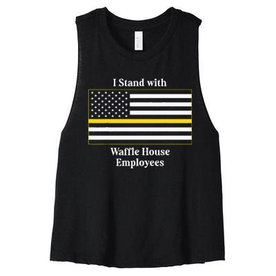 I Stand With W.A.F.F.L.E H.O.U.S.E Employees Funny America Flag Women's Racerback Cropped Tank