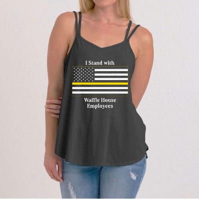 I Stand With W.A.F.F.L.E H.O.U.S.E Employees Funny America Flag Women's Strappy Tank