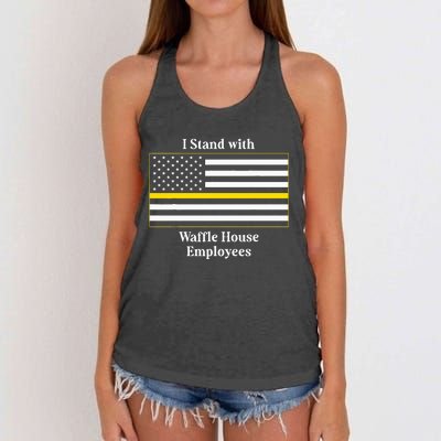 I Stand With W.A.F.F.L.E H.O.U.S.E Employees Funny America Flag Women's Knotted Racerback Tank