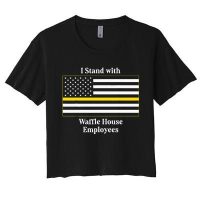 I Stand With W.A.F.F.L.E H.O.U.S.E Employees Funny America Flag Women's Crop Top Tee