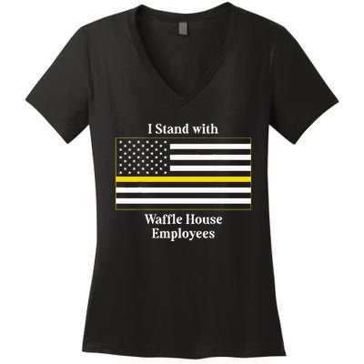 I Stand With W.A.F.F.L.E H.O.U.S.E Employees Funny America Flag Women's V-Neck T-Shirt