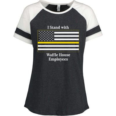 I Stand With W.A.F.F.L.E H.O.U.S.E Employees Funny America Flag Enza Ladies Jersey Colorblock Tee