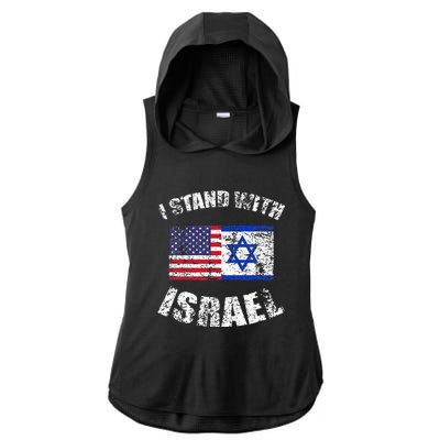 I Stand With Israel Ladies PosiCharge Tri-Blend Wicking Draft Hoodie Tank