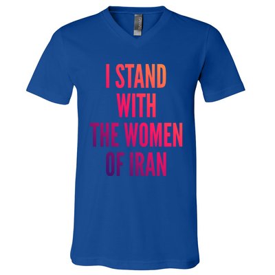 I Stand With The Of Iran Iranian Flag Freeiran Fist Gift V-Neck T-Shirt